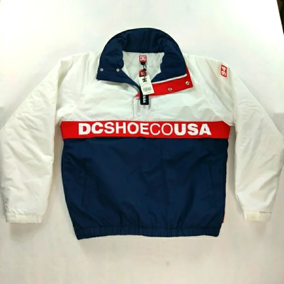 DC SHOE CO USA water Resistant Men Large Jacket Red White Blue - Picture 1 of 12